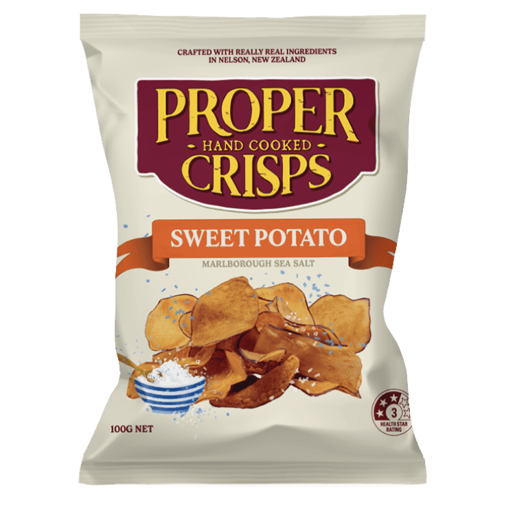 front image of sweet potato crisps product render