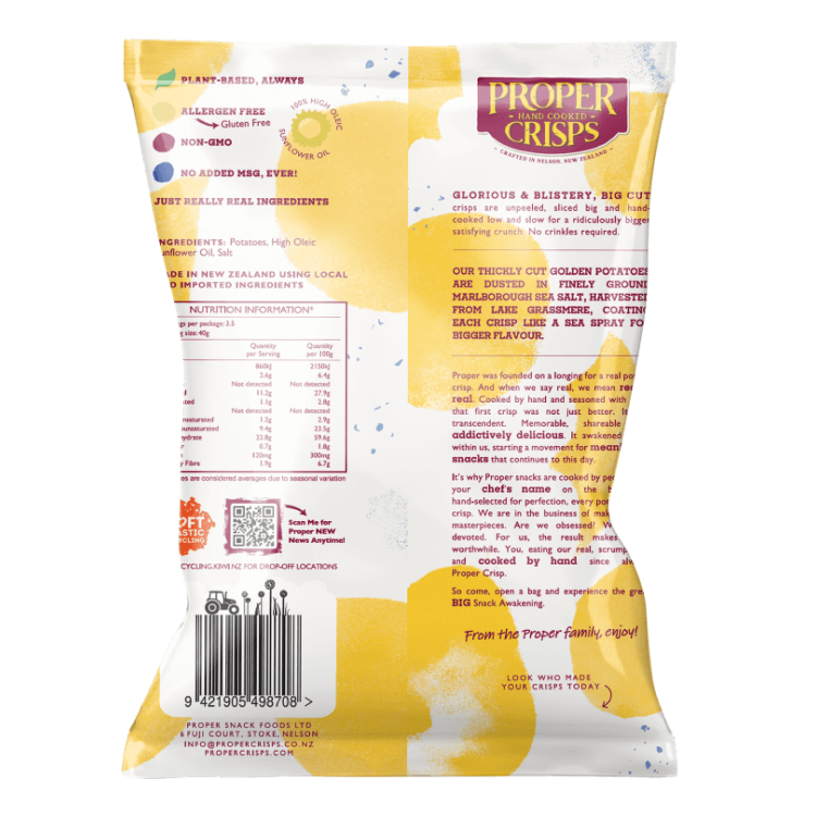 Back Image of Marlborough Sea Salt Big Cut Crisps Product Shot