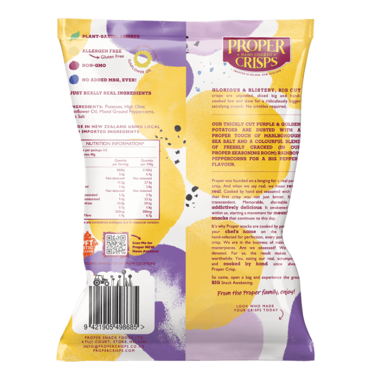 Back Image of Purple & Gold Big Cut Crisps Product Shot