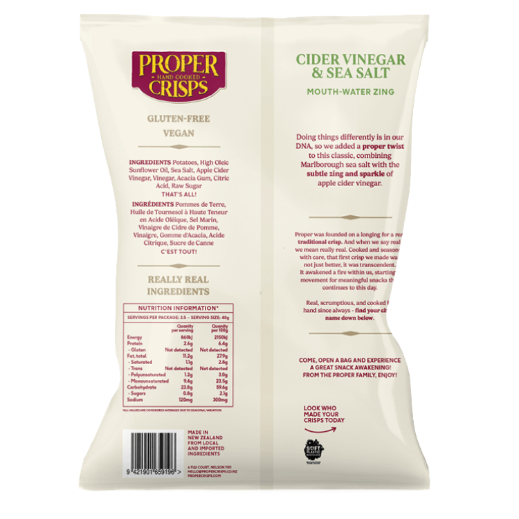 Back Image of Cider Vinegar & Sea Salt Crisps Product Shot