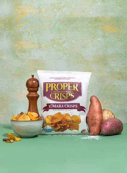 Kūmara crisps lifestyle image real kumara Kūmara salt grinder