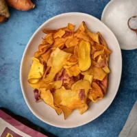 Kūmara crisps lifestyle image Kūmara kumara crisps in a bowl