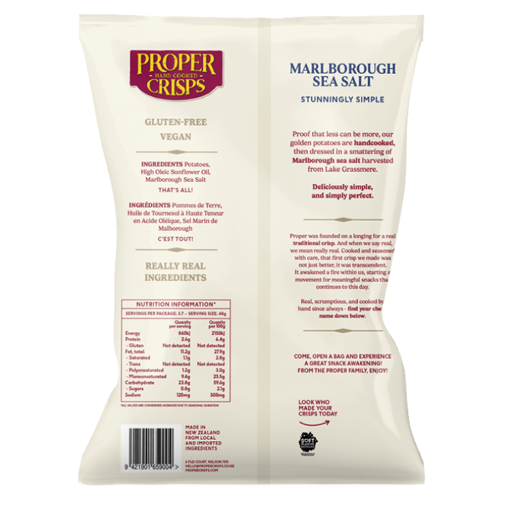 Back Image of Marlborough Sea Salt Crisps Product Shot