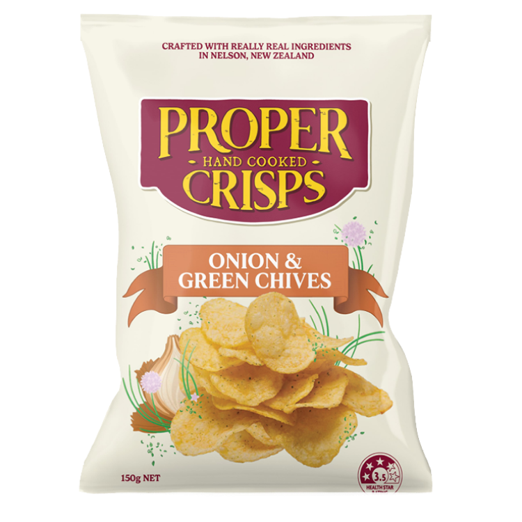Front Image of Onion & Green Chives Crisps Product Shot