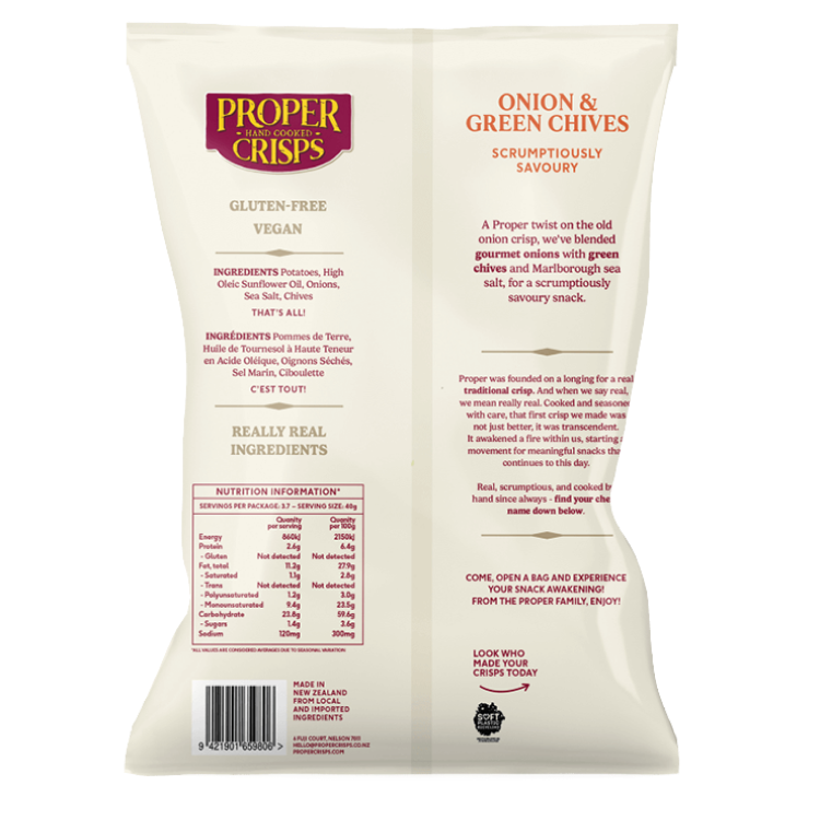 Back Image of Onion & Green Chives Crisps Product Shot