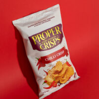 chilli crisps product image with red background