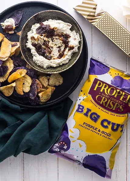 purple and gold cracked pepper and sea salt lifestyle image