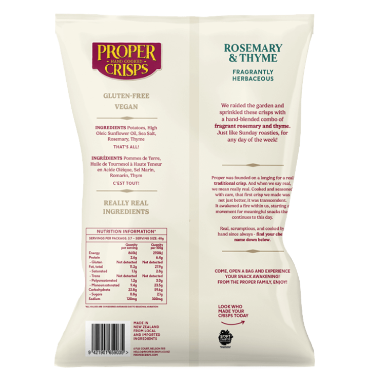 Back Image of Rosemary & Thyme Crisps Product Shot