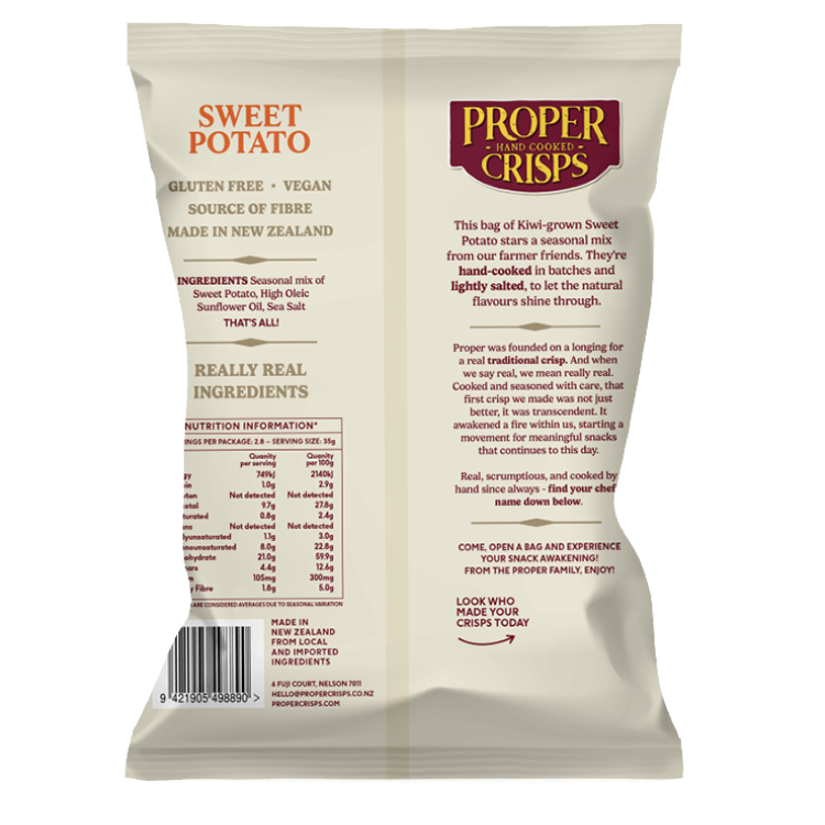 Back Image of Sweet Potato Crisps Product Shot