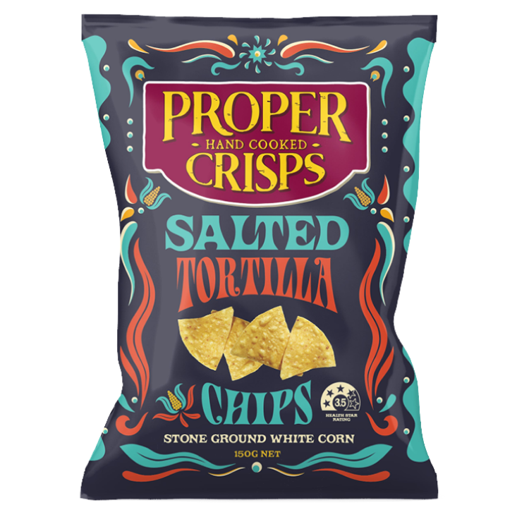 Front Image of Salted Tortilla Chips Product Shot BBQ