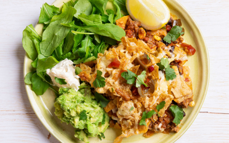 Tortilla Topped Beef and Bean Bake