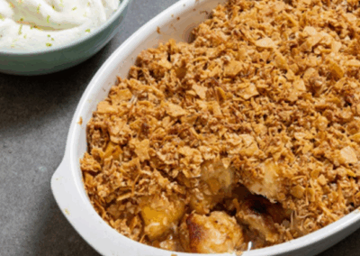 Caramelised Banana & Pineapple Crumble with Crunchy Tortilla Topping